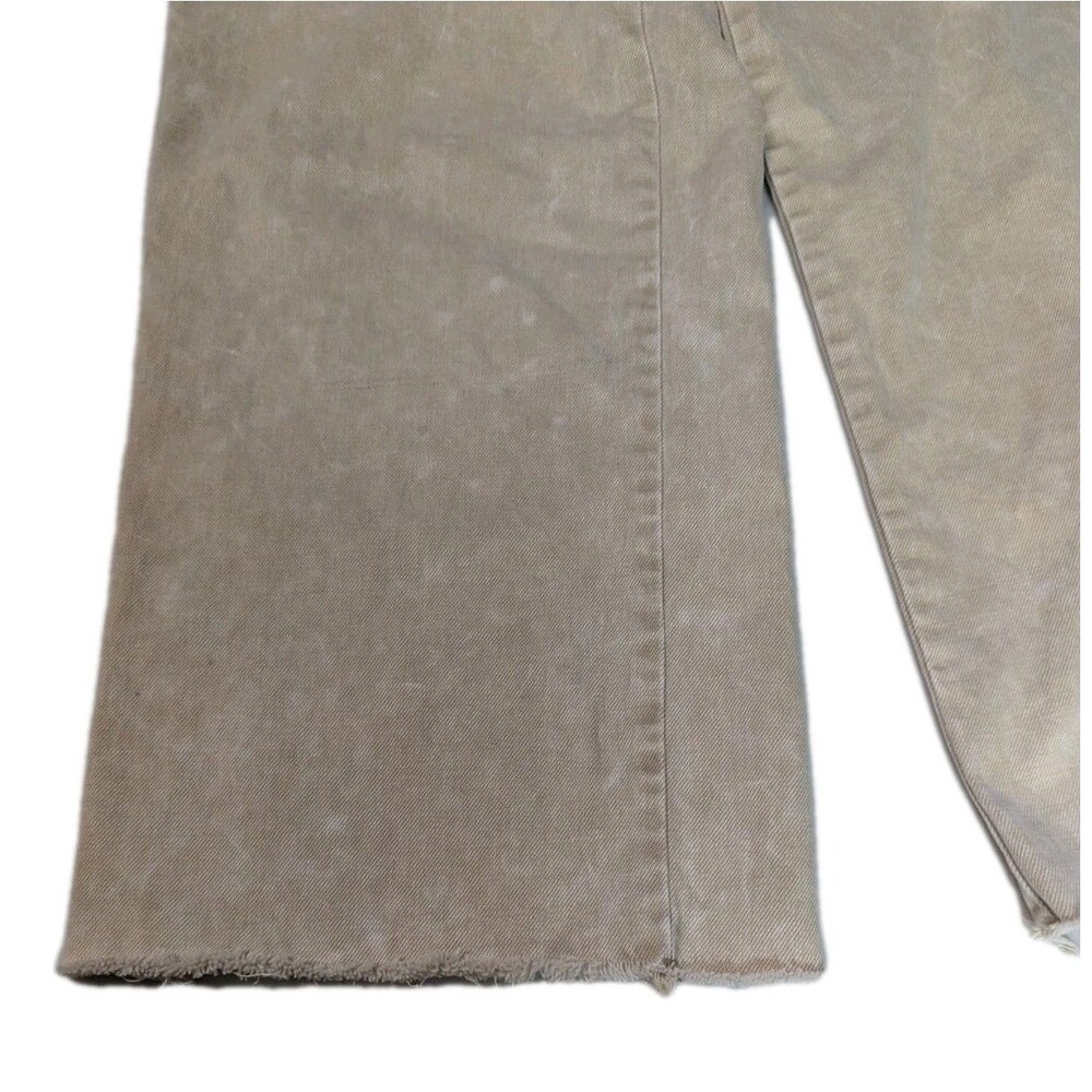 Easel Los Angeles Wide Leg Pants Medium Beige Button Fly High Rise Raw Hem Boho - Picture 11 of 16